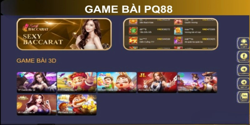 Danh sách bàn chơi phổ biến trong chuyên mục Game Bài PQ88