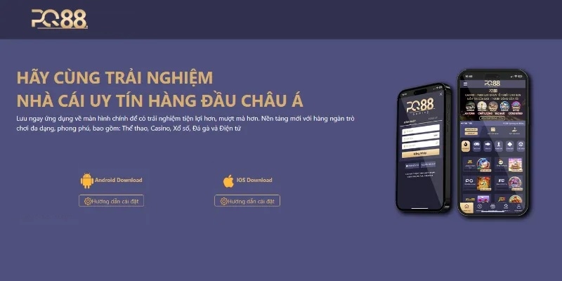 Giao diện người dùng khi đăng nhập app PQ88 thành công