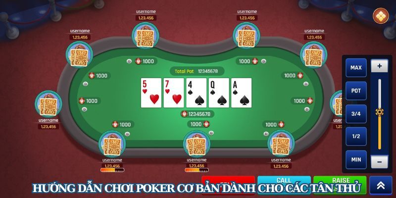 Sảnh chơi Poker PQ88 với nhiều bàn và mức cược